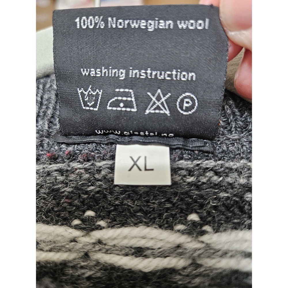 Gjestal exclusive Norwegian Wool Cardigan Sweater Pewter Hook & Eye Closures Xl - Picture 7 of 11